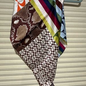 Coach Silk Scarf with Maroon Signature Print